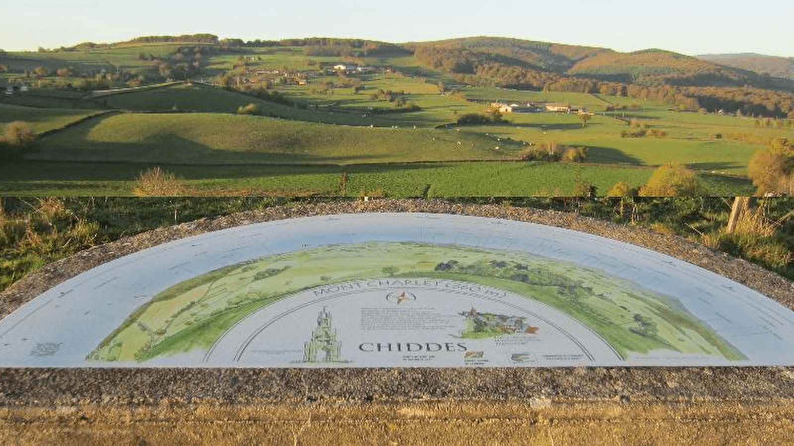 An orientation table overlooking a wide landscape