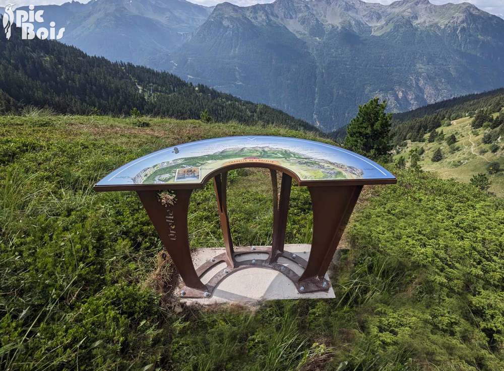 An orientation table in the mountains